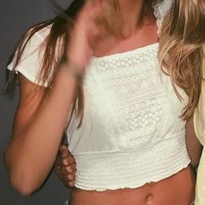 White Lace Urban Outfitters Crop Top